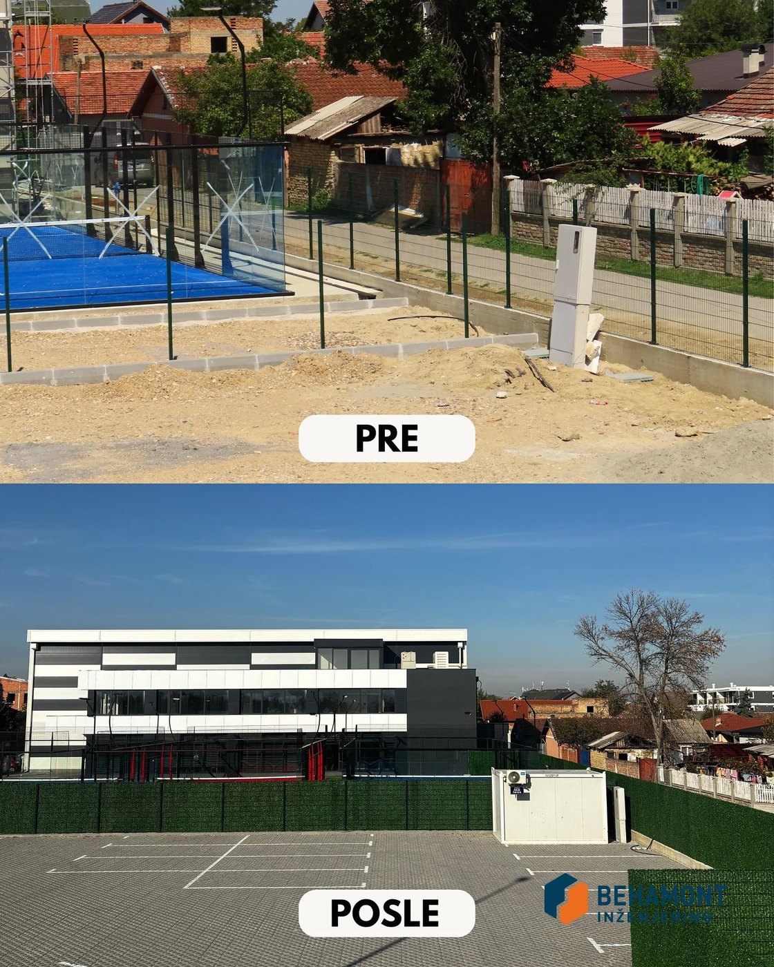 Padel centar pre i posle uređenja